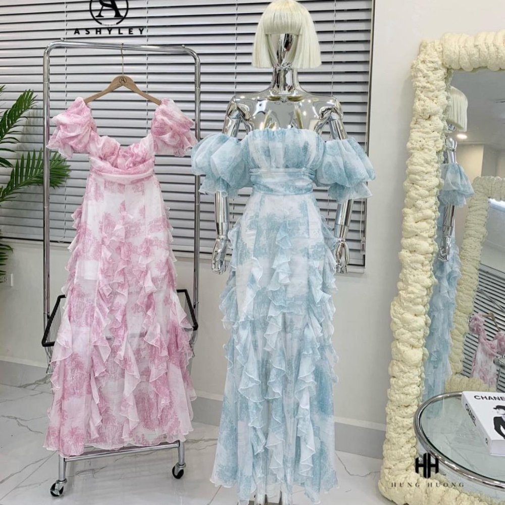 Off Shoulder Floral Ruffle Maxi Summer Spring Dress Size S - Picture 15 of 15